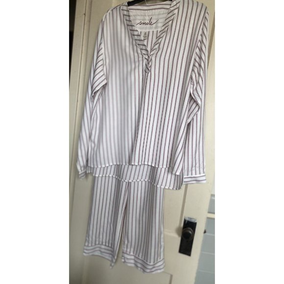 E D Long Sleeves/Long Legs Ticking Striped Sz L Men Pajamas Hi Lo Drawstring EUC - Picture 13 of 13